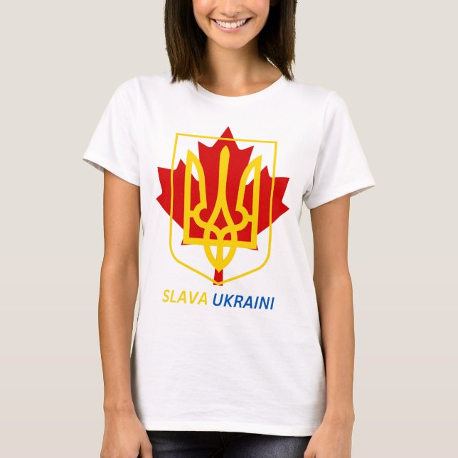 CAMISETA ORGULHOSO EM SER CANADENSE UCRANIANO - SLAVA UKRAI (Frente)