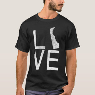 Camiseta Orgulhoso Estado Fã Americano Delaware Mapa do Amo