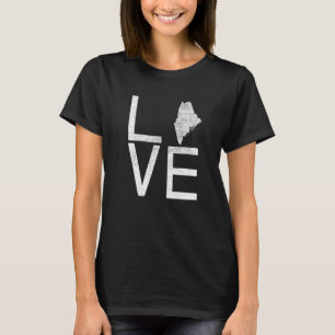 Camiseta Orgulhoso Estado Fã dos EUA Maine Mapa do Amor Ma