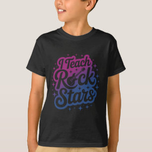 Camiseta Orgulhoso Eu Ensino Estrelas do Rock Professor Byn