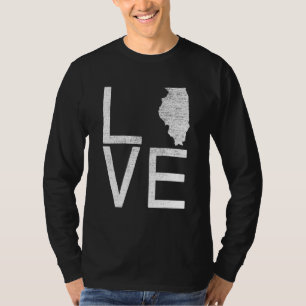 Camiseta Orgulhoso Fã do Estado EUA   Illinois Mapa de Amor