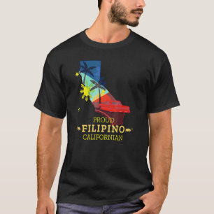 Camiseta Orgulhoso Filipino Californiano Mapa da Califórnia