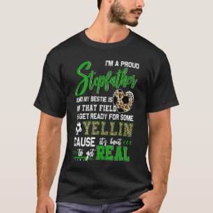 Camiseta Orgulhoso Futebol Stepdad Família de Futebol Corre