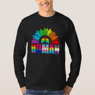 Camiseta Orgulhoso Humano Lgbtq Girassol Arco-íris Lgbt Ban