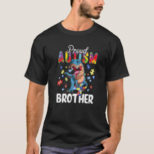 Camiseta Orgulhoso Irmão Autismo Dinossauro T Rex Conscient