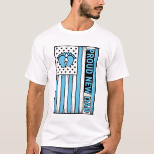 Camiseta Orgulhoso Novo Pai Bebê Pés Bandeira Vetor Design_