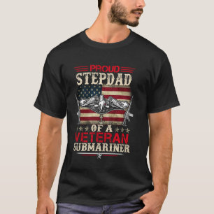 Camiseta Orgulhoso Padrasto De Um Veterano Submarino Bandei