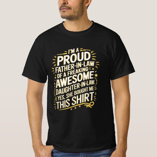 Camiseta Orgulhoso Padre de Direito da Filha de Direito (Frente)