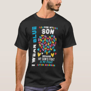 Camiseta Orgulhoso Pai Autista Eu Uso Azul Pelo Meu Filho A