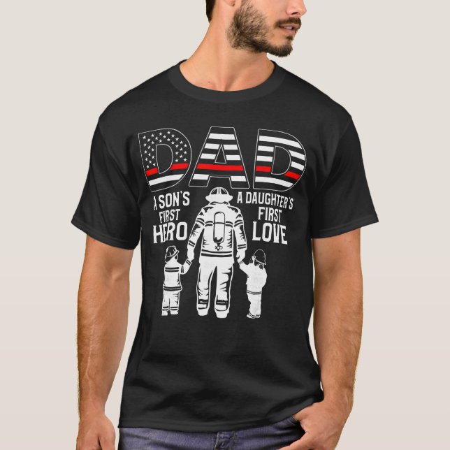 Camiseta Orgulhoso Pai Bombeiro Papai Bombeiro Dia dos Pais (Frente)