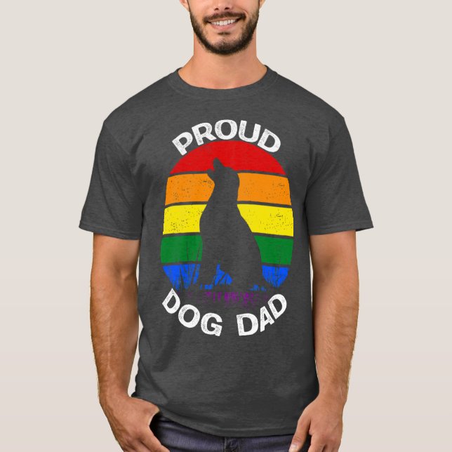 Camiseta Orgulhoso Pai de Cachorro Orgulho Arco-íris vintag (Frente)