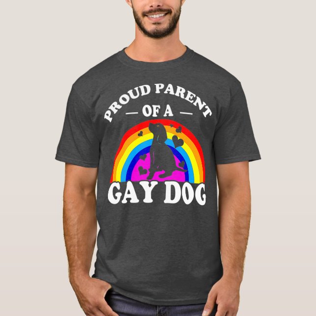 Camiseta Orgulhoso Pai De Um Gay De Cão Engraçado Suporte L (Frente)