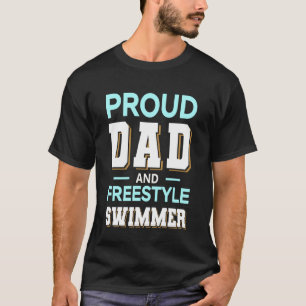 Camiseta Orgulhoso Pai Natação Freestyle Design Azul Claro