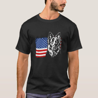 Camiseta Orgulhoso Pastor Alemão Bandeira Americana Patriót