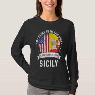 Camiseta Orgulhoso Patriota Americano Siciliano Crescido em