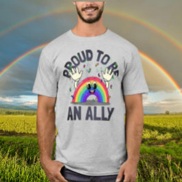 Camiseta Orgulhoso por Ser um Aliado Arco-íris