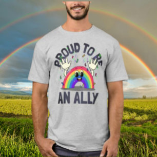 Camiseta Orgulhoso por Ser um Aliado Arco-íris
