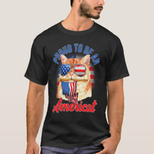 Camiseta Orgulhoso Por Ser Um Americat Gato Óculos De Sol B
