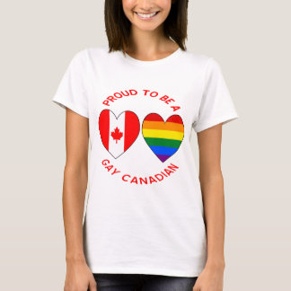 Camiseta Orgulhoso por ser um canadense gay Corações Bandei
