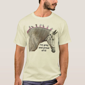 Camiseta Orgulhoso ser cavalo de esboço cinzento de