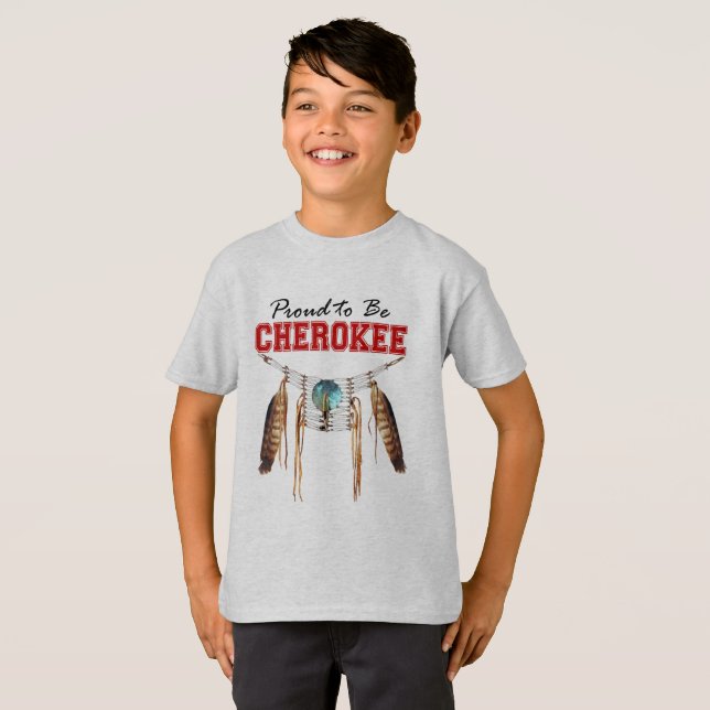 Camiseta Orgulhoso ser roupa Cherokee dos meninos da (Frente Completa)