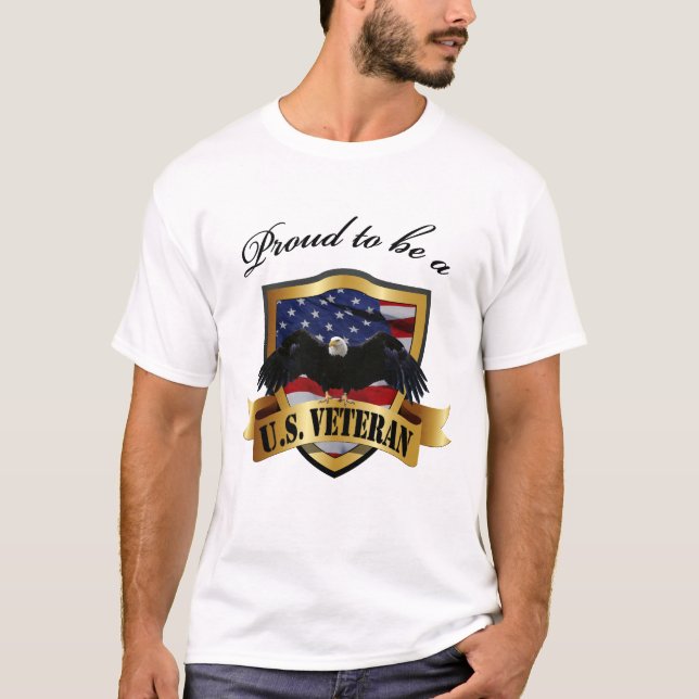 Camiseta Orgulhoso ser um veterano dos E.U. (Frente)