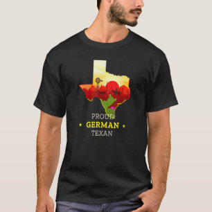 Camiseta Orgulhoso Texano Alemão Mapa e Bandeira do Texas