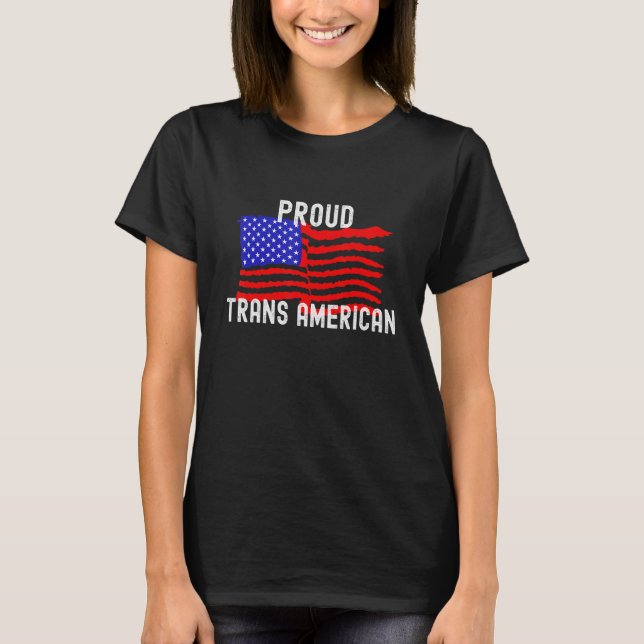 Camiseta Orgulhoso Trans Transgênero Orgulho Bandeira Ameri (Frente)