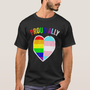 Camiseta Orgulhoso Transgender Ally Lgbt Heart Rainbow Flag