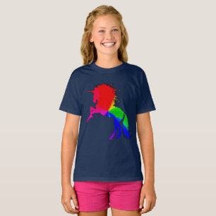 Camiseta Orgulhoso Unicórnio do Design de Vidro Colorido,