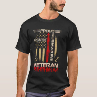 Camiseta Orgulhoso Veterano Submarino Padre-Em-Lei Flag Pat