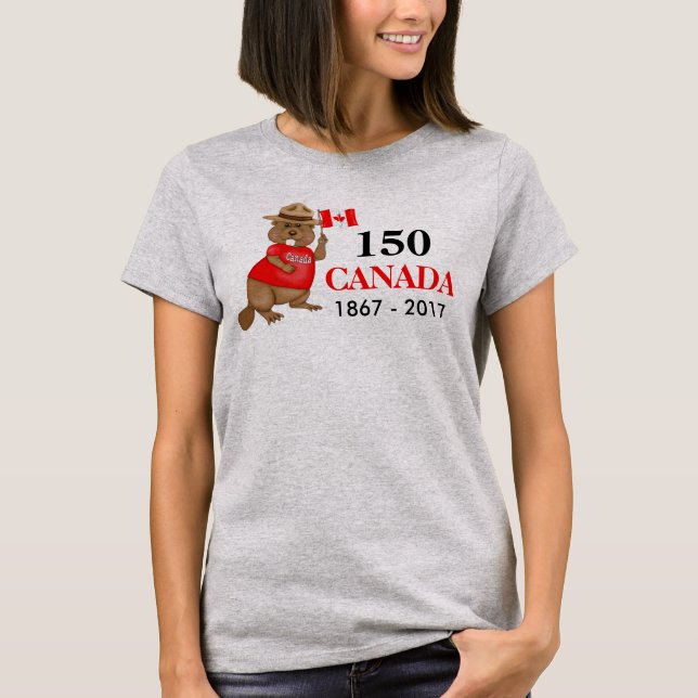 Camiseta Orgulhoso Vinho Canadiano 150 Aniversário (Frente)