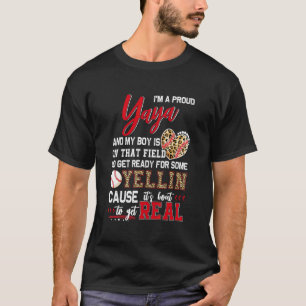 Camiseta Orgulhoso Yaya de beisebol Família de beisebol Cor