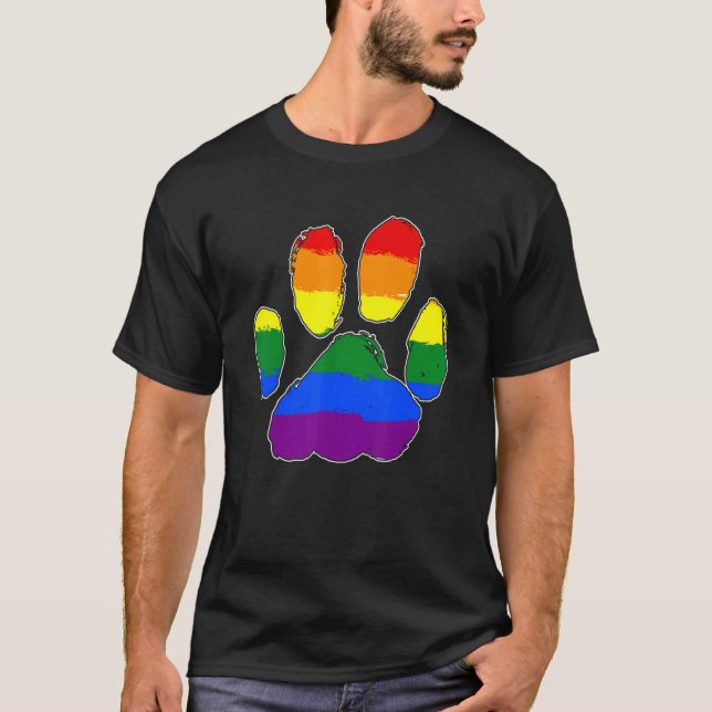 Camiseta Orgulhosos Aliados Lgbt Furry Rainbow Gato Cachorr (Frente)
