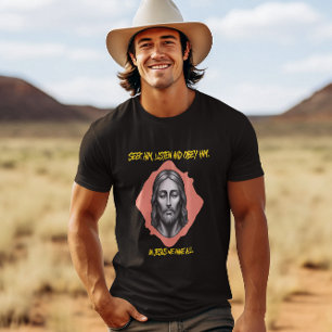 Camiseta Orientação divina: Busca, Escute, Obey