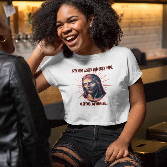 Camiseta Orientação Divina: Busque, Ouça, Obedeça (Criador carregado)