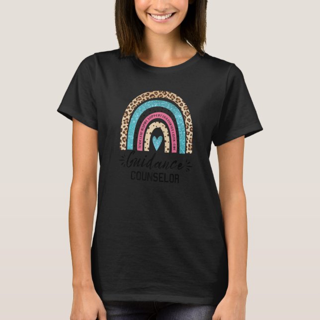 Camiseta Orientadora Leopard Rainbow De Volta À Escola (Frente)