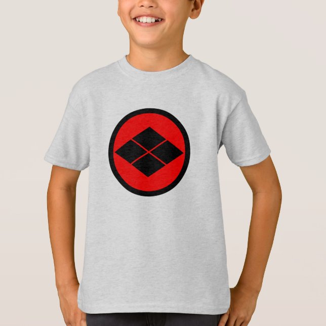 Camiseta Oriental Black Red Takeda Japão Mon Vetor Art (Frente)