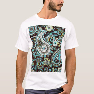 Camiseta Oriental Paisley Vintage - Padrão sem costura