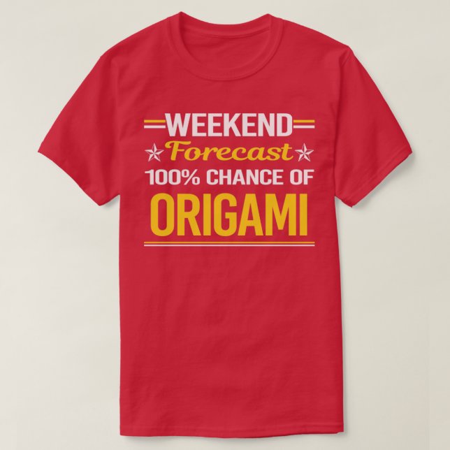 Camiseta Origami 100 de Previsão de Fim de Semana (Frente do Design)
