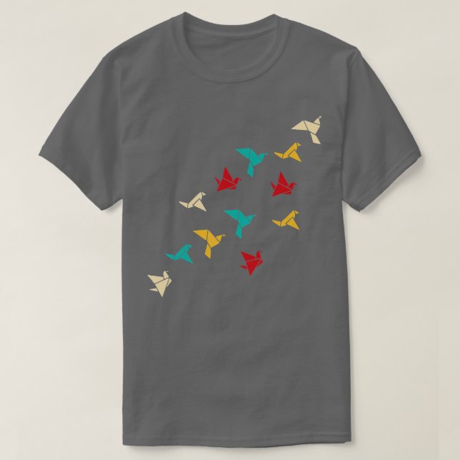 Camiseta Origami Birds Origami Papercraft Padrões Japoneses (Frente do Design)