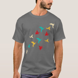 Camiseta Origami Birds Origami Papercraft Padrões Japoneses