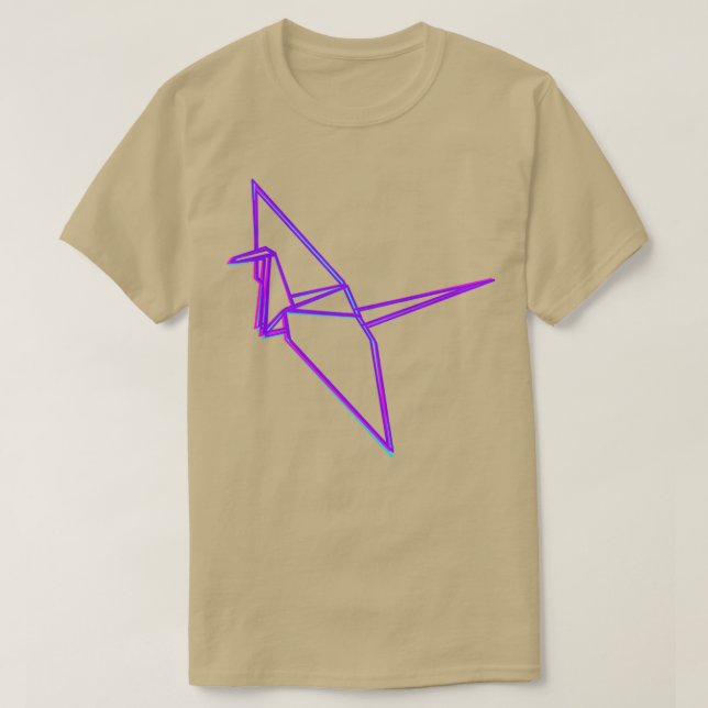 Camiseta Origami Crane Neon Cors (Frente do Design)