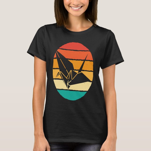 Camiseta Origami Crane Retro Orizuru (Frente)