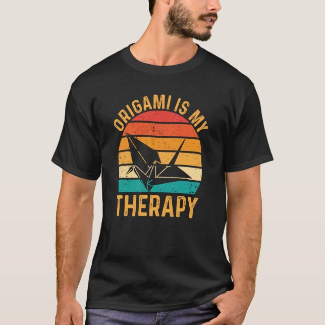 Camiseta Origami Crane Retro Sunset (Frente)