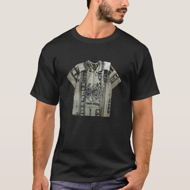 Camiseta Origami de Nota de Dólar e Gravata (Frente)