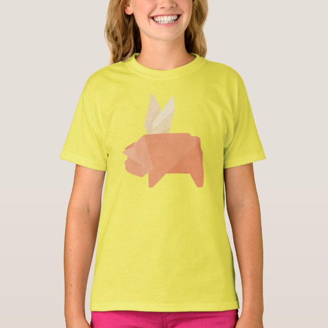 Camiseta Origami Flying Pig (Frente)