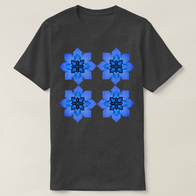 Camiseta Origami hydrangea - flores do mosaico (Frente do Design)