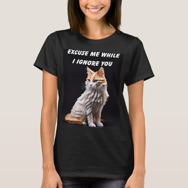 Camiseta Origami Maine Coon ME DESCULPE ENQUANTO EU TE IGNO (Frente)