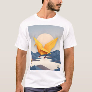 Camiseta Origami Paper Crane Vetor Art